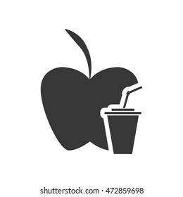 apple drink beverage healthy organic food silhouette icon. Flat and Isolated design. Vector illustration