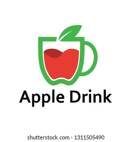 Apple Drink Cup Shape Fruit Logo Template