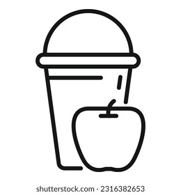 Apfelgetränk Symbol Umrissvektor. Schulessen. Kid-Mehl