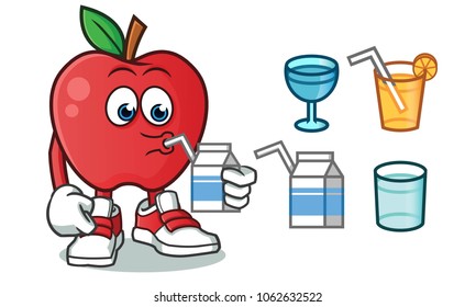 apple drink mascot vector cartoon illustration