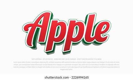 Apple editable text effect template with 3d style use for logo and business brand