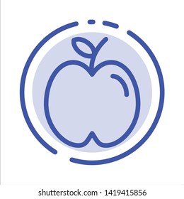Apple, Education, School, Study Blue Dotted Line Line Icon