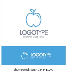 Apple, Education, School, Study Blue Outline Logo Place for Tagline