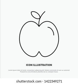 Apple, Education, School, Study Line Icon Vector