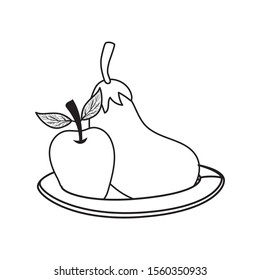 Apple and eggplant design, Fruit healthy organic food sweet and nature theme Vector illustration