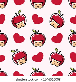 Apple emoji emoticon. Vector seamless pattern for textile, print, fabric, backdrop, wallpaper, background.