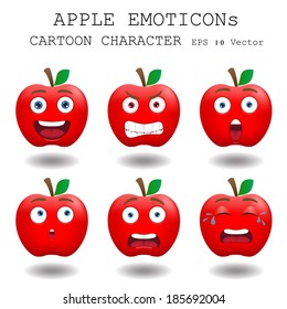 Apple Emoticon Cartoon Character Eps 10 Vector