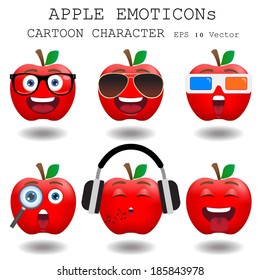 Apple Emoticon Cartoon Character Eps 10 Vector