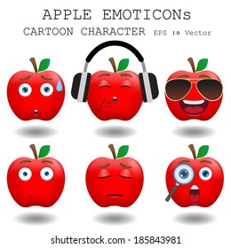 Apple Emoticon Cartoon Character Eps 10 Vector