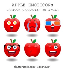 Apple Emoticon Cartoon Character Eps 10 Vector