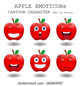 Apple Emoticon Cartoon Character Eps 10 Vector