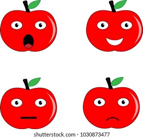 Apple emoticons with four diferent faces