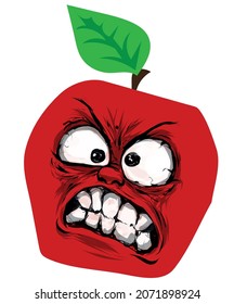 manzana con cara malvada ilustración vegetales alimento