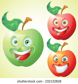 Apple face expression cartoon character set