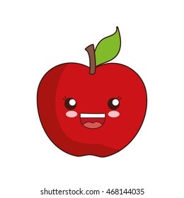 apple face healthy food organic icon. Isolated and flat illustration