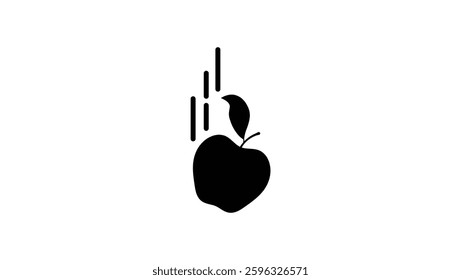 apple falling, black isolated silhouette