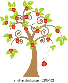 apple falling from the tree vector