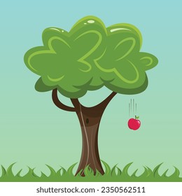 Apple Falling From Tree vector illustration graphic