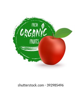 Apple farm fresh organic food label, badge or seal.  vector illustration. Isolated.