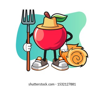 Apple farmer mascot design vector. Cartoon character illustration for business, t shirt, sticker.