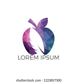 Apple and feather vector logo.