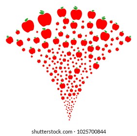 Apple fireworks fountain. Vector illustration style is flat iconic symbols. Object fountain made from random pictograms as apple fireworks.