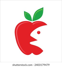 apple fish logo icon template 2