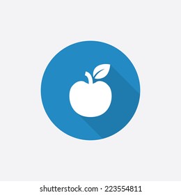 apple Flat Blue Simple Icon with long shadow, isolated on white background  