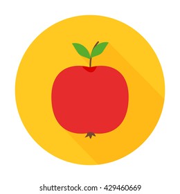 Apple flat circle icon. Vector illustration of fresh fruit food.
