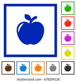 Apple flat color icons in square frames on white background