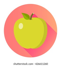 apple flat design isolated on a circle with shadow