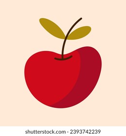 Apple Flat Design Vector Art Illustration on Isolated Object. Apple Vector Illustration. Autumn Vector Theme Illustration. Autumn Theme Vector Illustration.