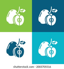 Apfelflach vier Farben minimaler Icon Set