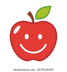 Apple flat icon for apps and websites. Vector red apple on white background