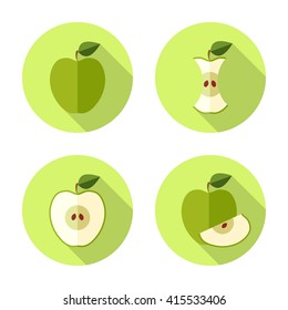 Apple Flat Icon. Green apple in a green circle.
