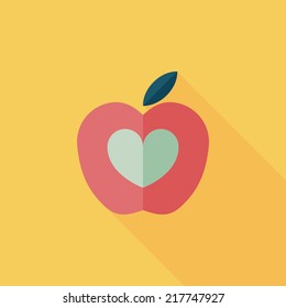 Apple Flat Icon With Long Shadow