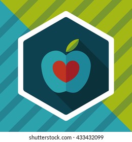 Apple flat icon with long shadow