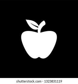 Apple Flat Icon On Black Background. Black Style Vector Illustration.