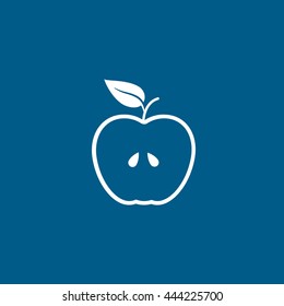 Apple Flat Icon On Blue Background