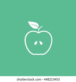 Apple Flat Icon On Green Background