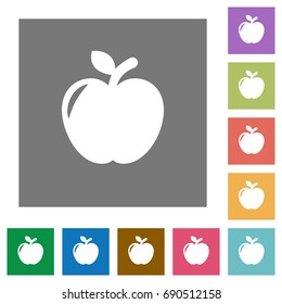 Apple flat icons on simple color square backgrounds