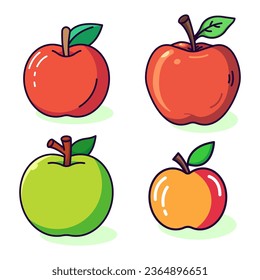 Apple Flat Illustration Collection. Perfect for different cards, textile, web sites, apps 