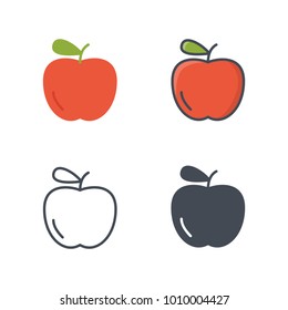 Apple flat line silhouette icon