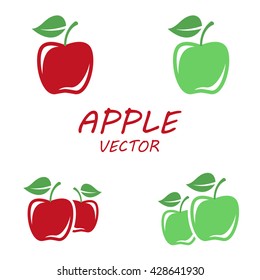 Apple in flat style. Isolated object. Healthy food. Vitamin food. Vector illustration.