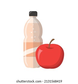 Apple flavored fruit soda or juice or carbonated drink isolated on white background