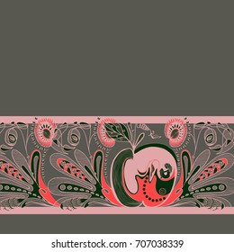 apple with floral ornament on grey background