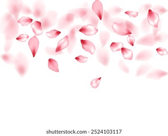 Pétalos voladores de flores de manzana aislados en blanco. Fondo floral de glamour. Pétalos de sakura japoneses confeti de temporada, Elementos en flor volando. Diseño de piezas de flores de cerezo en caída.