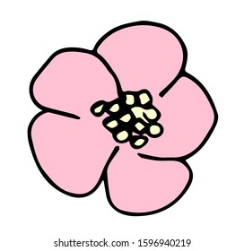 Apple flower icon, vector fruit illustration isolated on white background, flat fresh beauty flowers.	