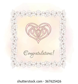 Apple flower pattern. Good for wedding invitation, greeting card or Valentines day card. Vector illustration.