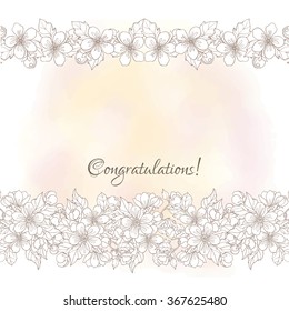 Apple flower pattern. Good for wedding invitation, greeting card or Valentines day card. Vector illustration.